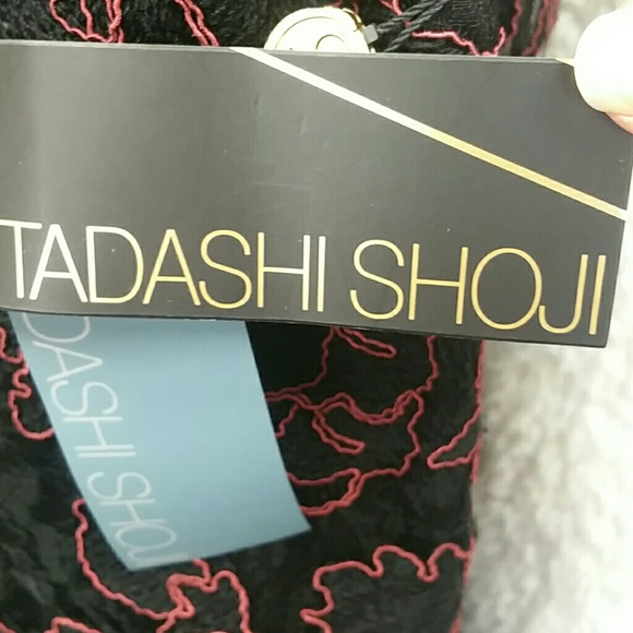 Tadashi Shoji black red fit & flair cocktail dress - Picture 3 of 8